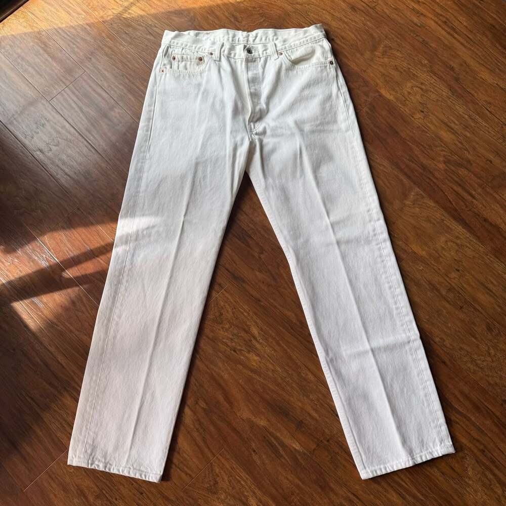 Levi's 501 Vintage White Denim Jeans Button Fly Mint Condition